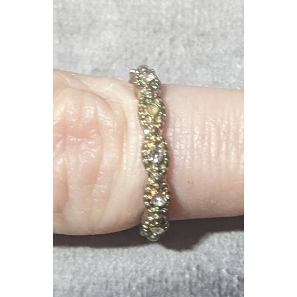 Whimsical Braided Silver Tone Rhinestone Ring Size 7 - Picture 4 of 15